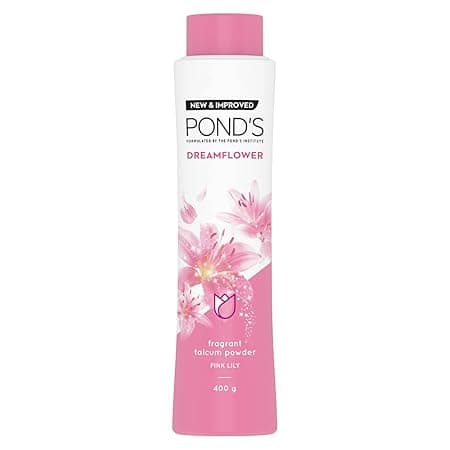 POND'S Dreamflower Pink Lily Fragrance Talcum Powder 400 g, Cooling Fresh Talc for Face & Body - For Men & Women