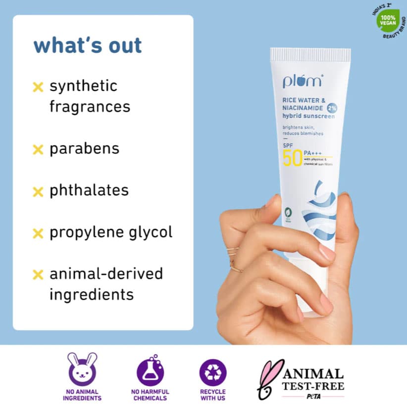 Plum 2% Niacinamide Sunscreen SPF 50 PA+++ With Rice Water 50 GM 4