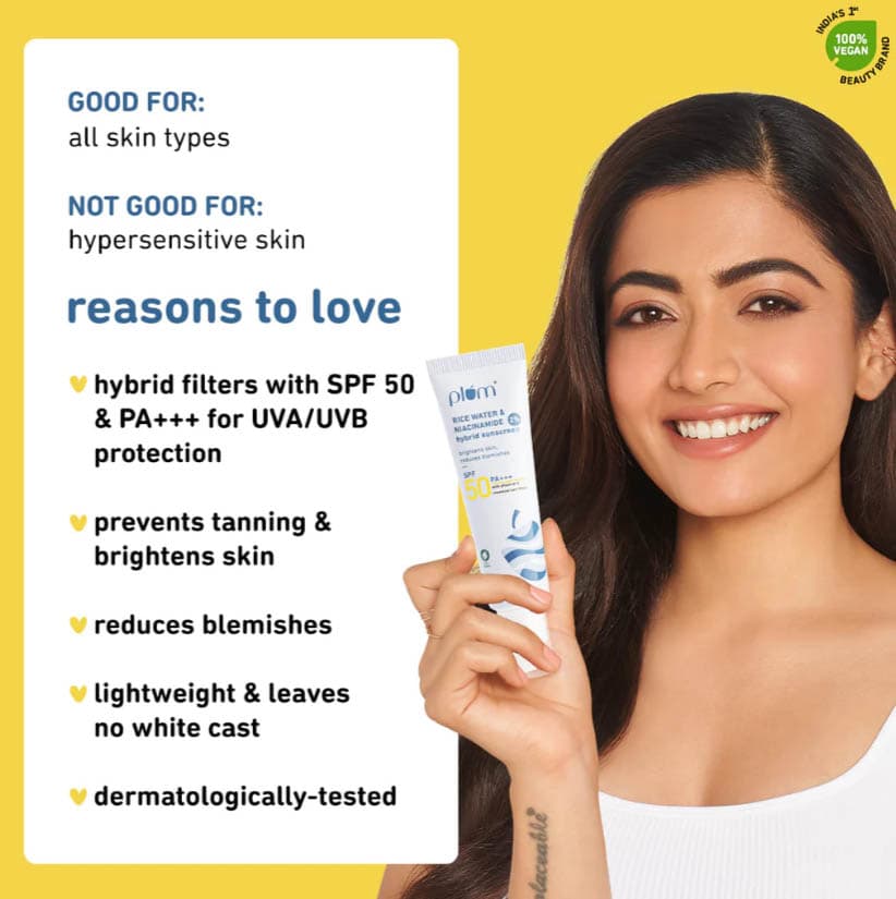 Plum 2% Niacinamide Sunscreen SPF 50 PA+++ With Rice Water 50 GM 3