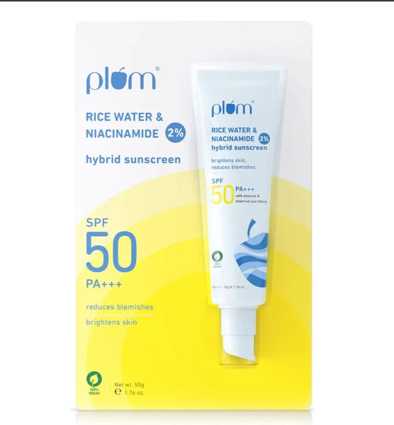 Plum 2% Niacinamide Sunscreen SPF 50 PA+++ With Rice Water 50 GM 1