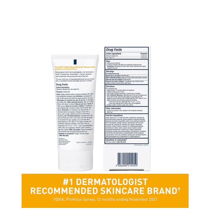 CeraVe Hydrating Sunscreen Face Lotion SPF 50 -75ml 1