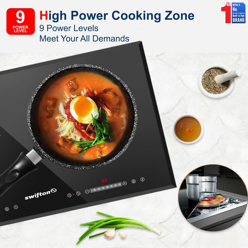SWIFTON 73 cm Double 2 Induction Built in Hob Cooktop, Ceramic Glass, Child lock, Pause, Timer, SN-280DH 3