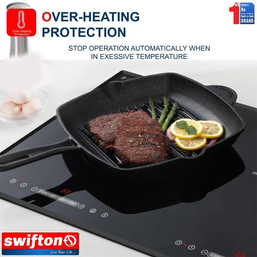 SWIFTON 73 cm Double 2 Induction Built in Hob Cooktop, Ceramic Glass, Child lock, Pause, Timer, SN-280DH 5