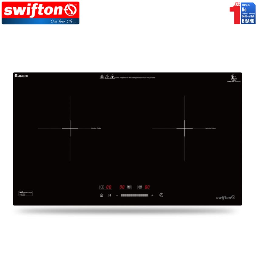 SWIFTON  73 cm Double 2 Induction Built in Hob Cooktop Ceramic Glass Child Lock Pause Timer SN-281DH