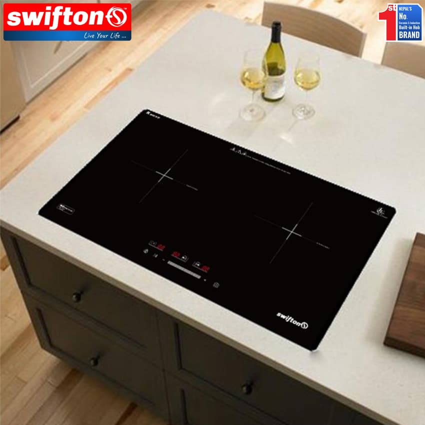 SWIFTON  73 cm Double 2 Induction Built in Hob Cooktop Ceramic Glass Child Lock Pause Timer SN-281DH 1