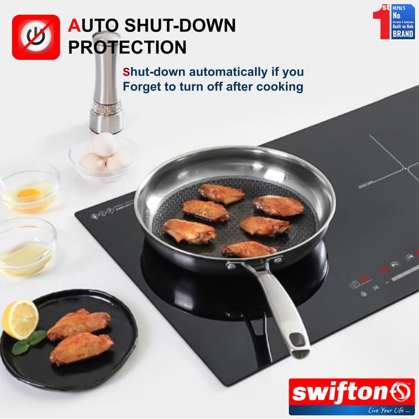 SWIFTON  73 cm Double 2 Induction Built in Hob Cooktop Ceramic Glass Child Lock Pause Timer SN-281DH 6