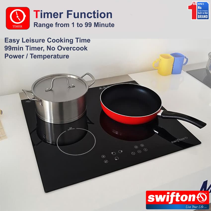 Swifton 60 cm Three 3 Induction Built in Hob Cooktop , Ceramic glass, Child Lock, Timer, SN-335TH 3