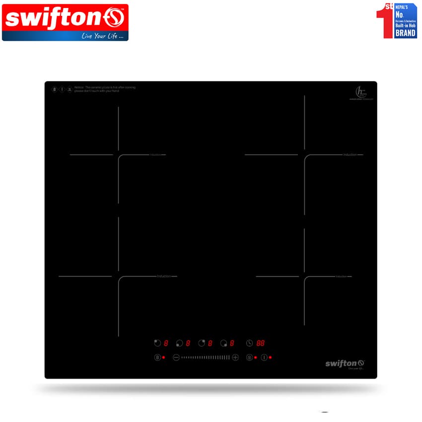 SWIFTON 60cm Four 4 Induction Built in Hob Cooktop Ceramic Glass, Child lock, Timer, SN-412FH