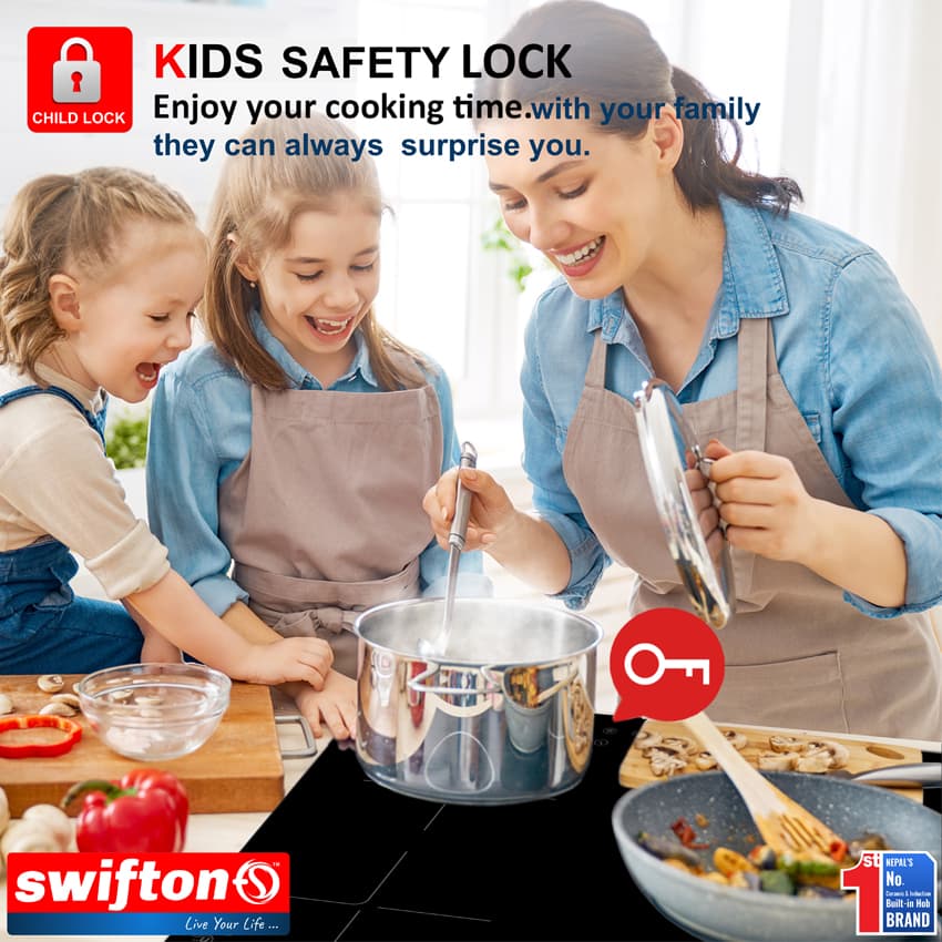 SWIFTON 60cm Four 4 Induction Built in Hob Cooktop Ceramic Glass, Child lock, Timer, SN-412FH 5