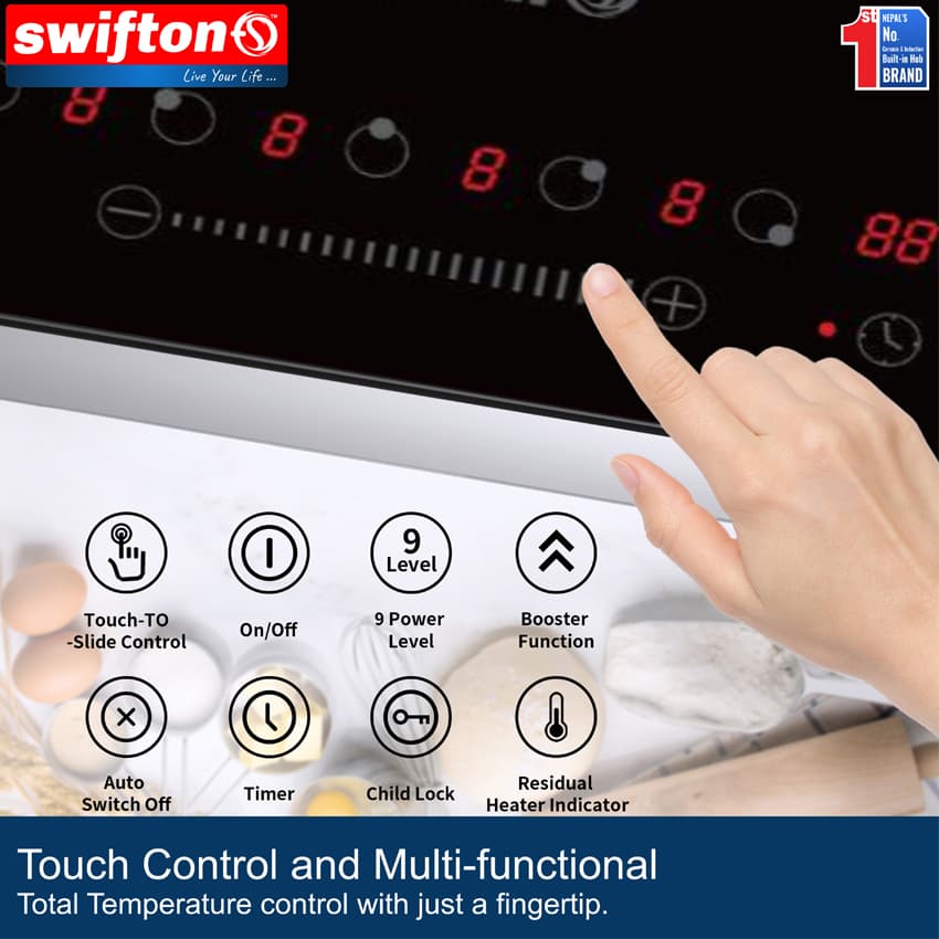 SWIFTON  90cm Five  5 Induction Built in Hob Cooktop, Ceramic Glass, Child Lock, Timer, SN-560MT 2