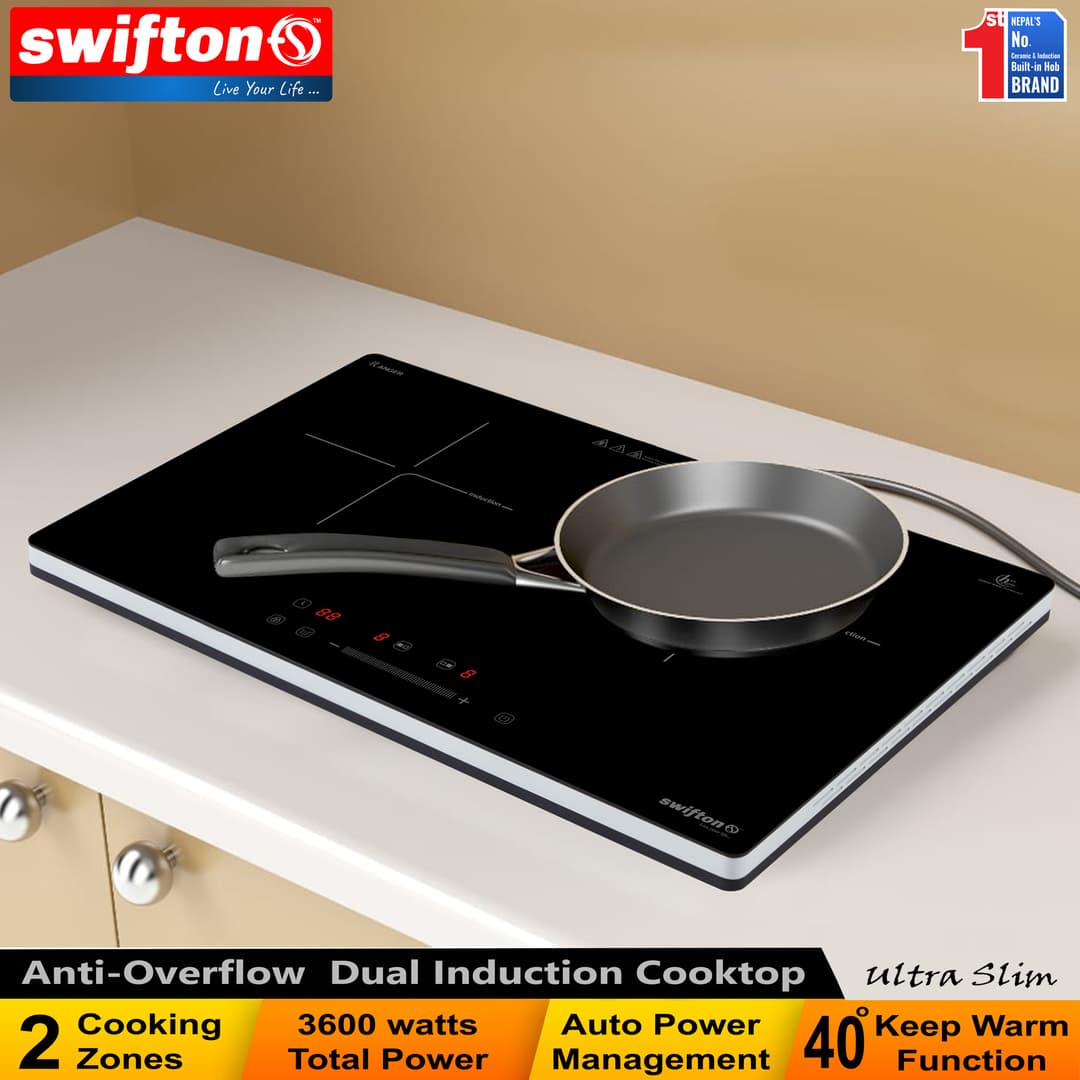 Swifton Double 2 Induction Cooktop Anti Overflow Protection 9 Cooking Power level Keep Warm Child Lock Timer SN-i20DH 8