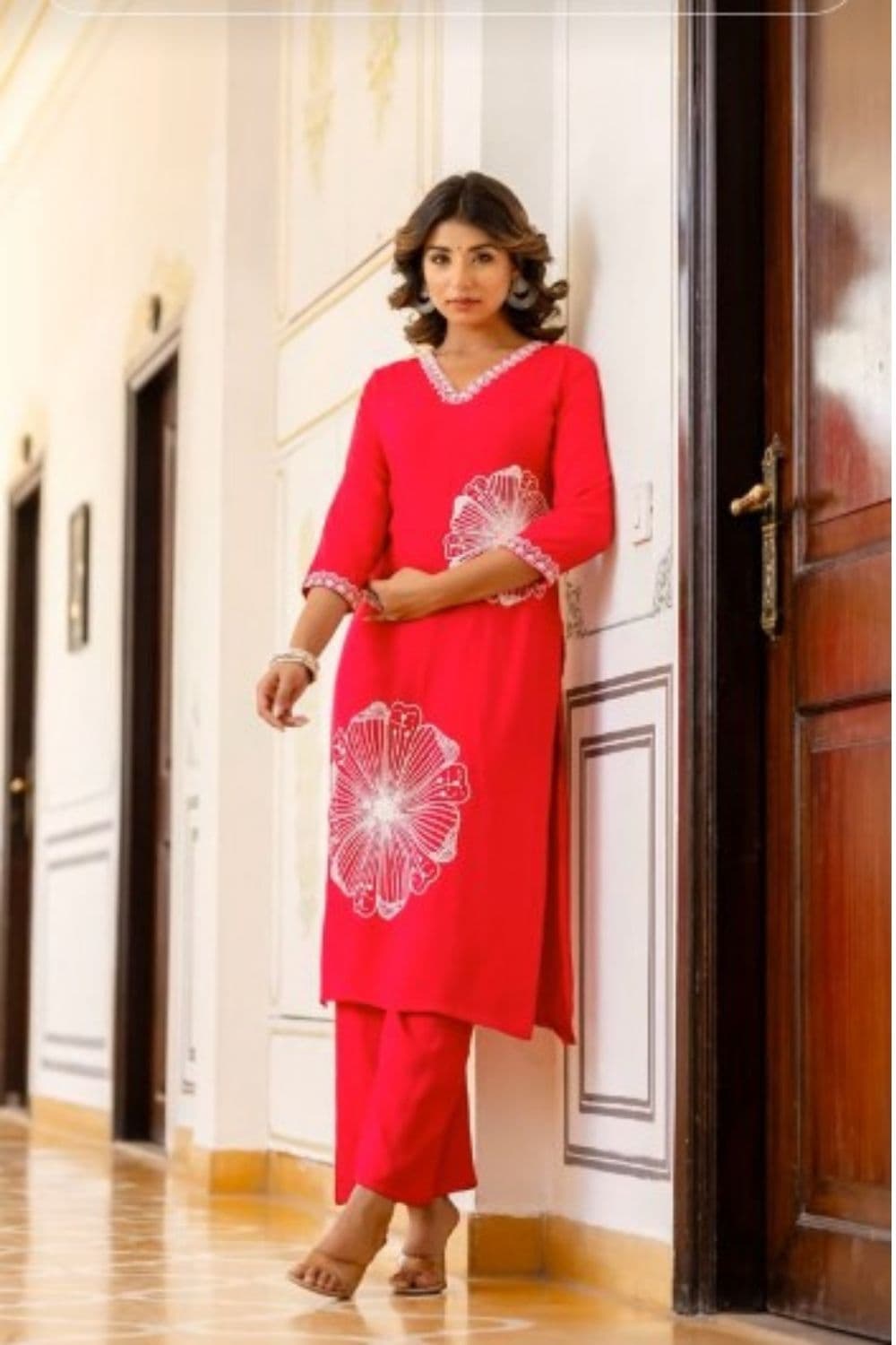 Saruko Yellow Red Trendy Kurti Sets 1