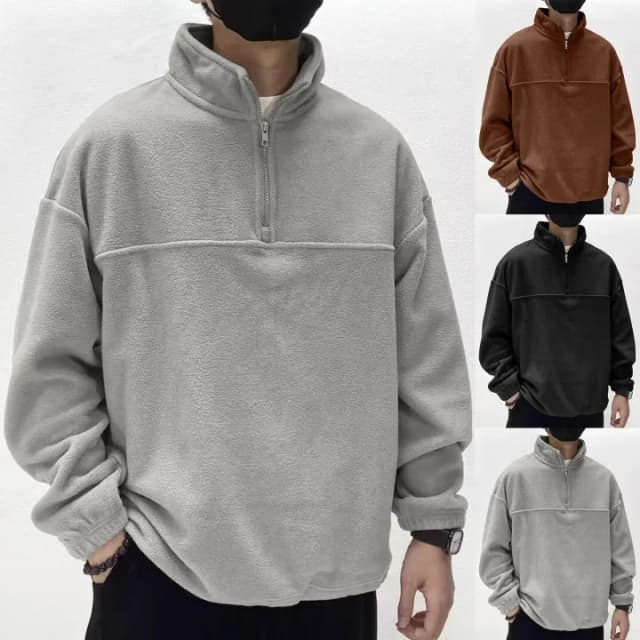 Winter Warm Polar Fleece Half Zipped Sweatshirt For Men's.