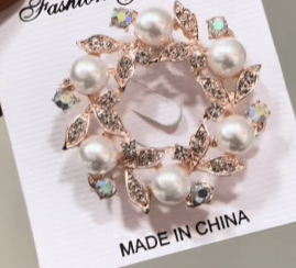 Flower Brooch Pin for Women Girls Alloy Rhinestone Wreath