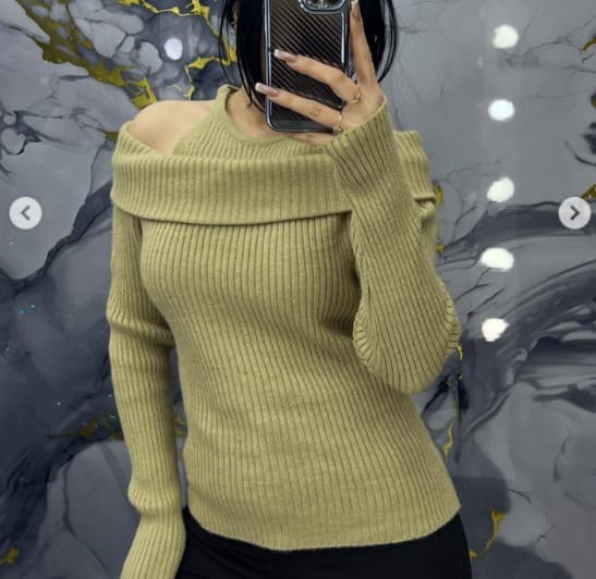 Knit Sweater winter Shoulder off 5