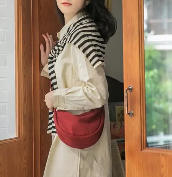 Moon Bag Solid Color Simple Canvas Dumpling One Shoulder Crossbody Messenger Bag For Women 6