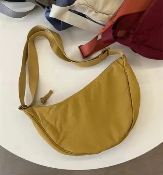 Moon Bag Solid Color Simple Canvas Dumpling One Shoulder Crossbody Messenger Bag For Women 5