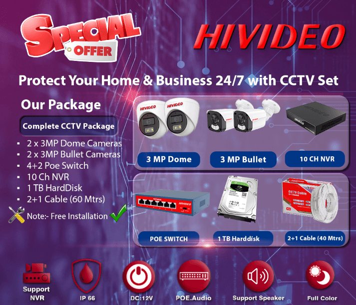 CCTV Package 3 Mp Hivideo Ip Camera Set 