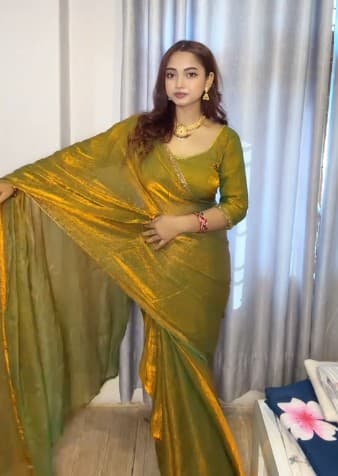 PrathaWear saree Soft Fendy Silk Saree with Blouse piece 1