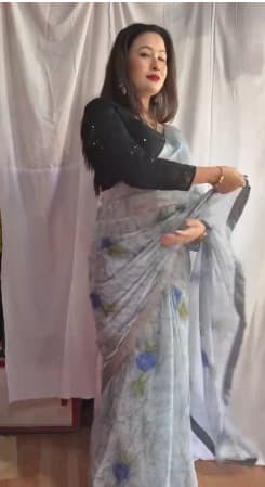 Menuka Saree Checked Poly Georgette Designer Saree 5