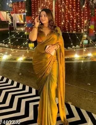 New Trending Gold & Rama Green Two-Tone Soft Fabic Designer Party Wear New Trending Saree with Blouse 1