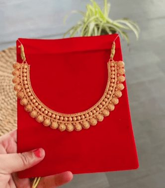 Gold Pleated necklace for women party wear gurated  gold har