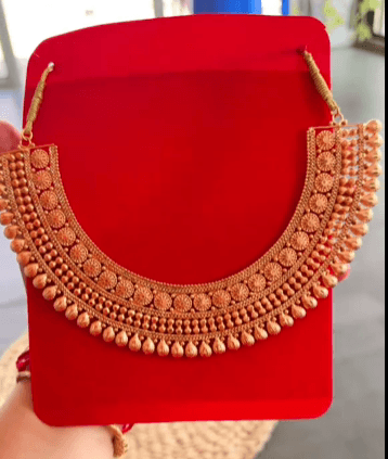 Gold Pleated Necklace, Classic Gold Plated Chain Necklace – Stylish & Lightweight