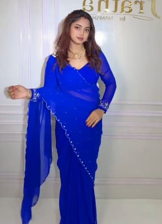 Prathawear Saree Blue Fendy saree with Blouse Sets