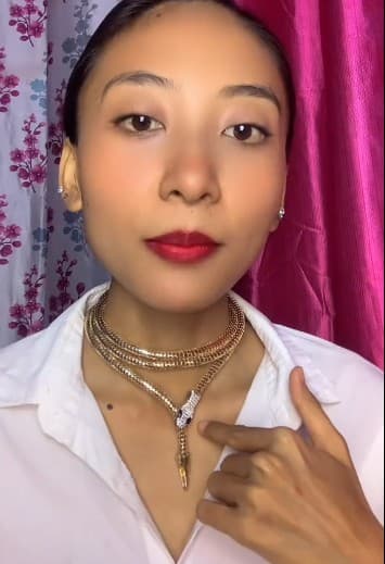 Silver Gleam Atelier Snake Necklace with Rhinestone Crystal Accents, Gold Chain, Black Enamel Eyes, Snake Choker Necklace 1