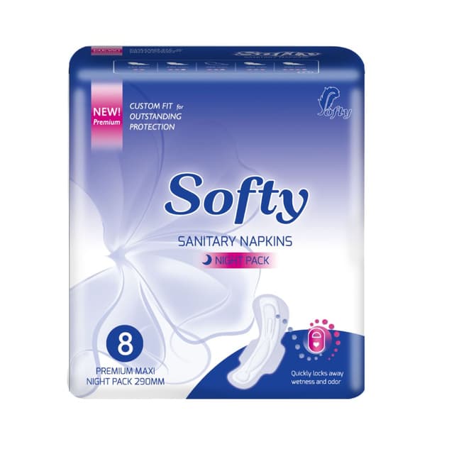290 mm Softy pads Premium Maxi (Night Packs - 8 pcs)