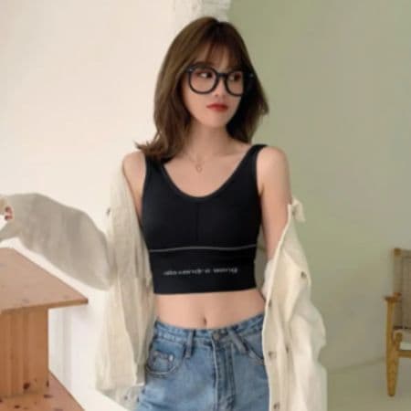 Yoga Fitness Workout Sports Bras Camisole Design For Women, Seamless Non Padded, Free Size-One size, Color- Black 1 Pcs 1