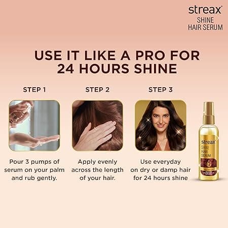 Streax Hair Serum 115ml, Hair serum for Dry & Frizzy Hair, for Women & Men, for Curly Hair, Wavy Hair, Straight Hair, Silk & Shine Vitalised with Walnut Oil 3
