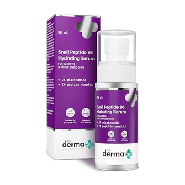 The Derma Co Snail Peptide 96 Hydrating Serum with Niacinamide & Peptide Complex for Smooth & Moisturized Skin,  Snail Mucin Serum, Dull Skin, Fine Lines, Korean Skincare , 80 ml