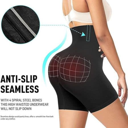 Tummy Control Shapewear High Waist Trainer Thigh Slimmer - Black Medium Size 5