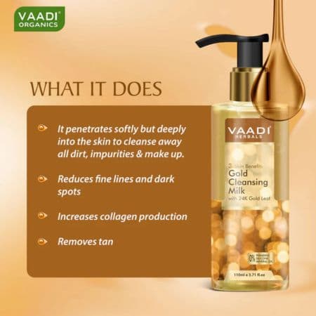 Gold Cleansing Milk with 24k Gold Leaf - 3-skin Benefits (110 ml) 2