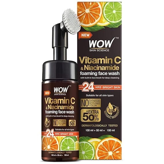 WOW Skin Science Brightening Vitamin C & Niacinamide Foaming Face Wash - 150 ml,