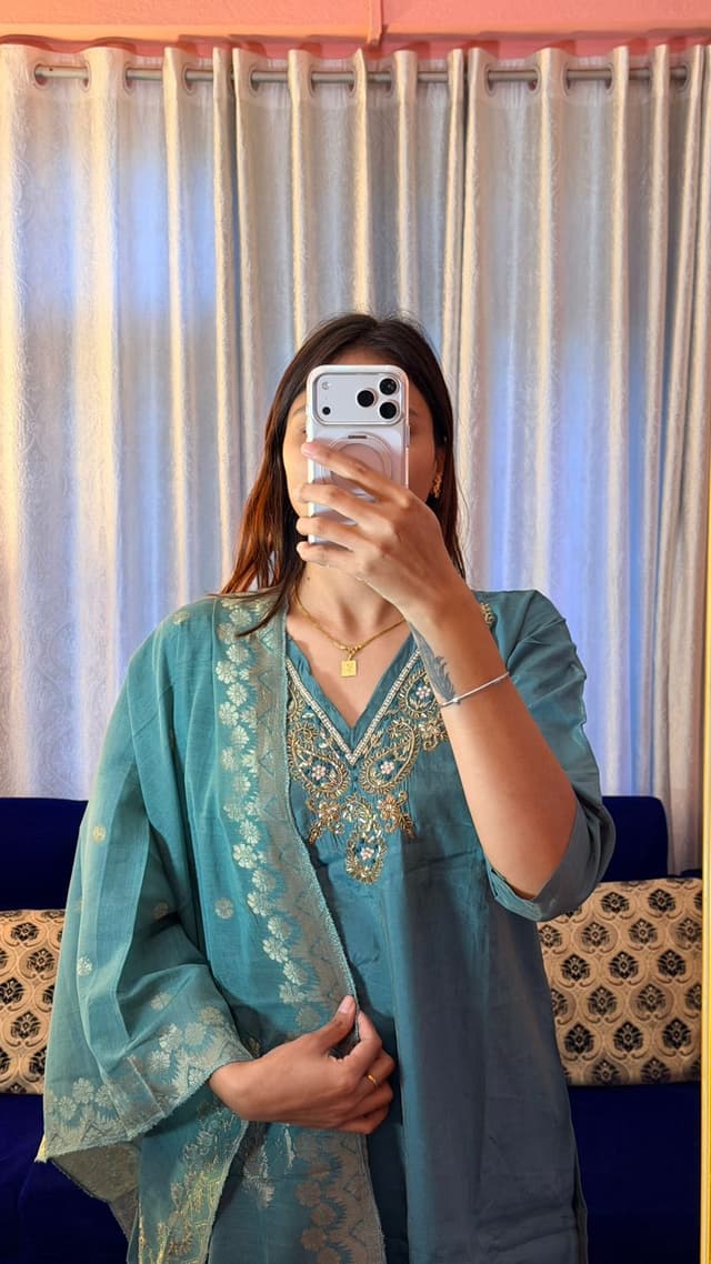 Kurti Sets High Quality Women Linen Kurta Pant Dupatta Set