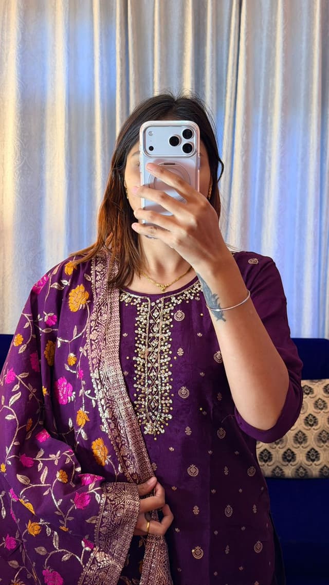 Royal Amethyst Embroidered Festive Set