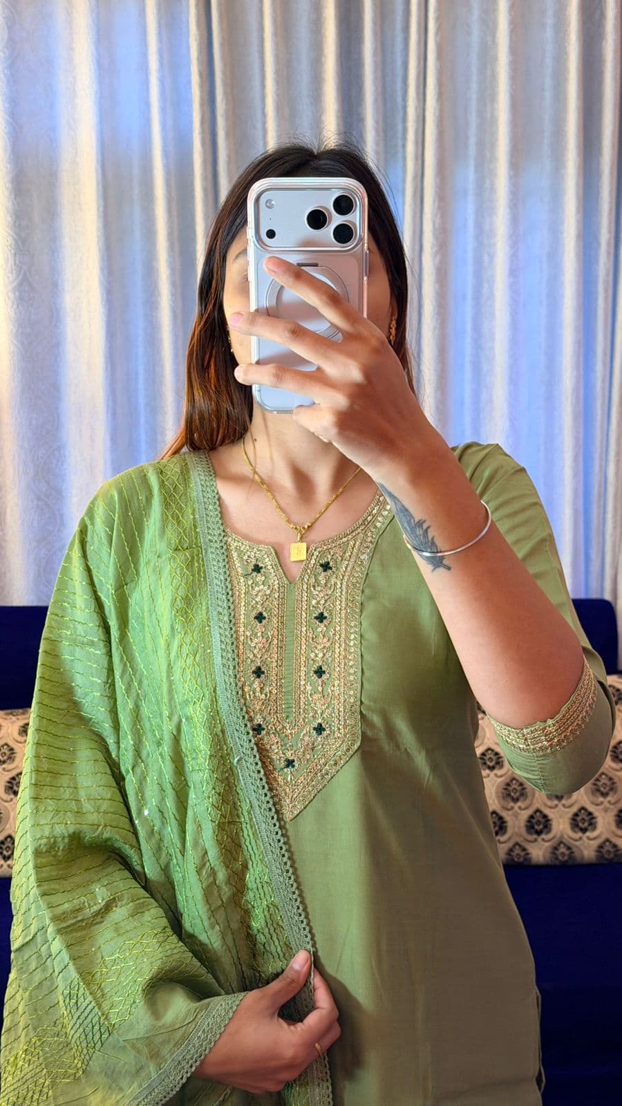 Inara Zari & Emerald Beadwork Festive Set