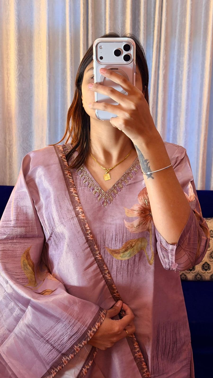Aavya Floral Hand-Worked Silk Set