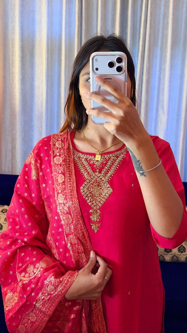 Aashna Heritage Gold-Embroidered Festive Set