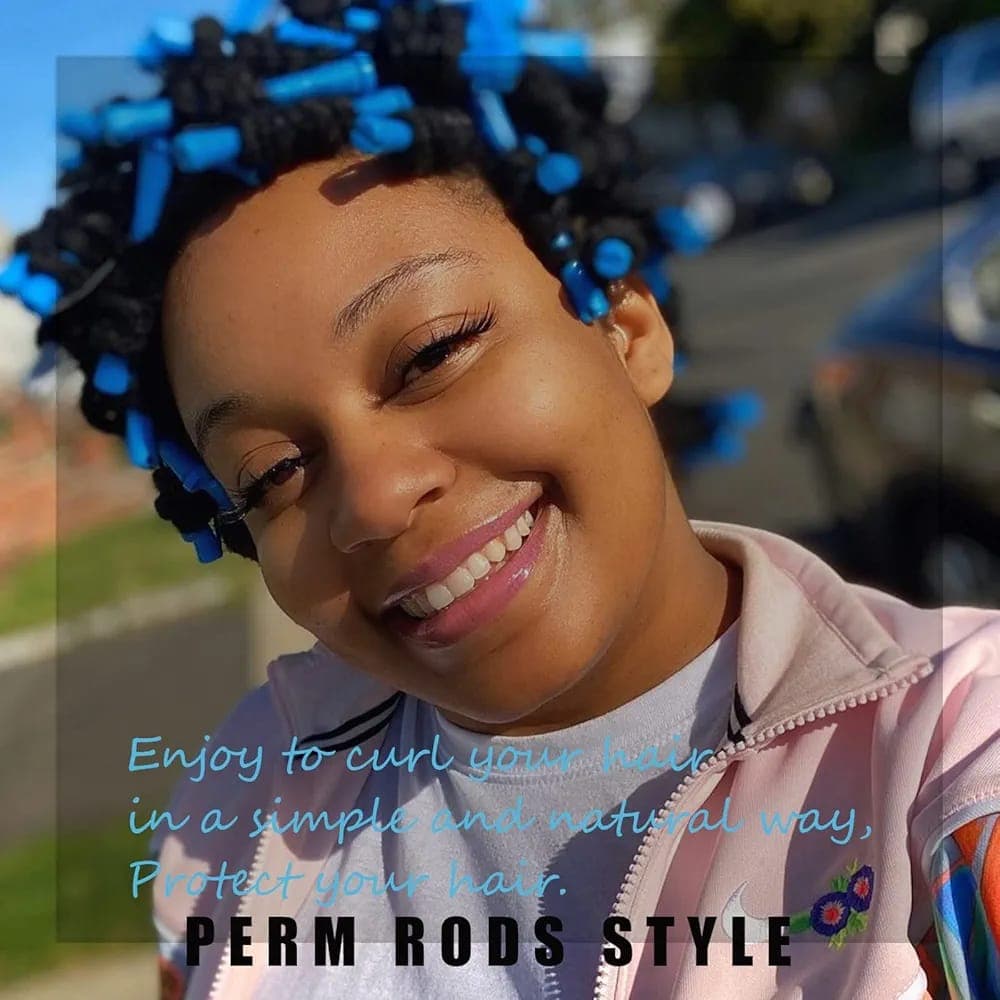 10piece set of small blue perm rods