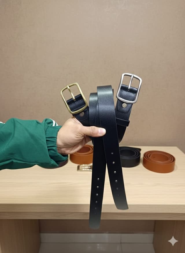 Original Leather Belt With Copper Buckle For Men