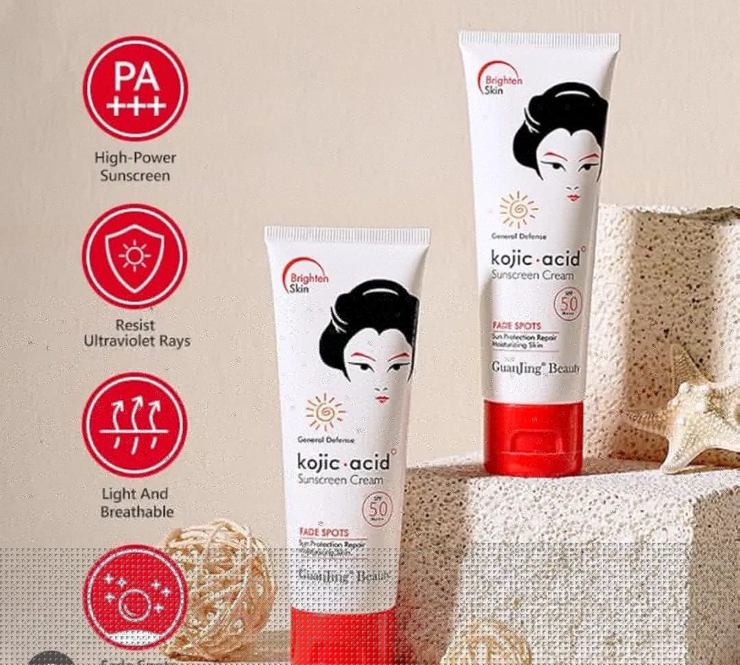3In 1 GuanJing Beauty Kojic Acid skincare Combo Set Sunscreen Cream , Facial Wash ,Soap 6