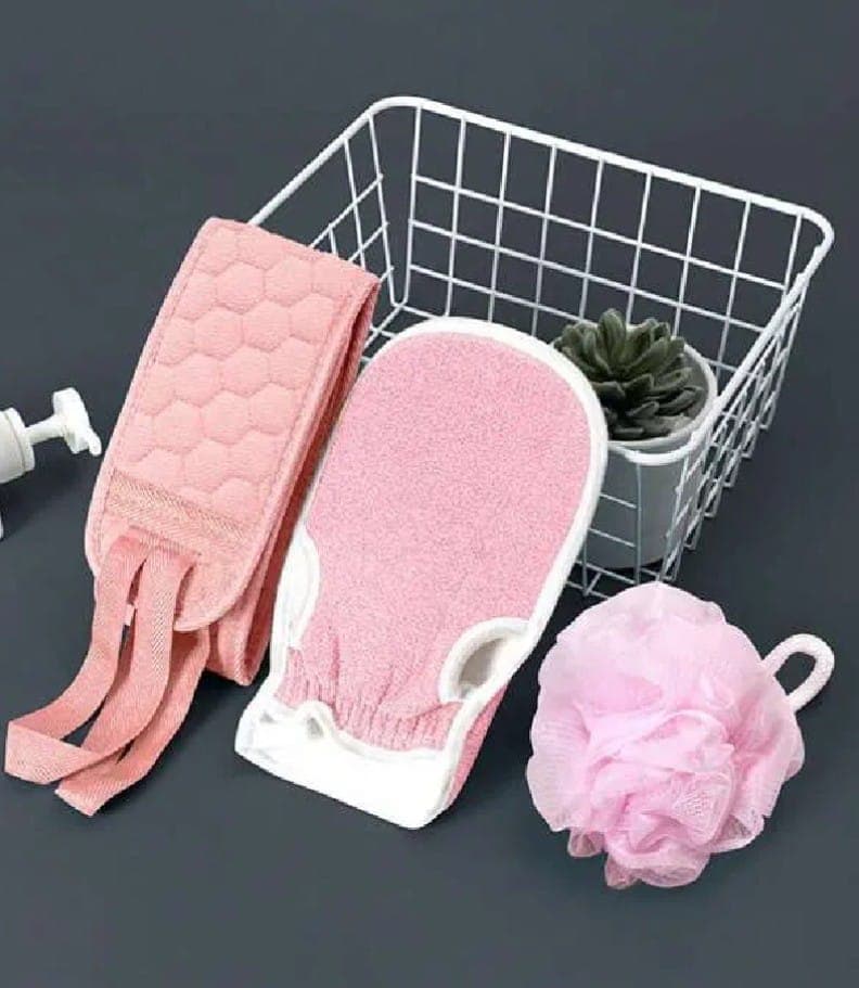 3Pcs/Set Bath Wash Set – Shower Glove Bath Ball Body Scrub Set Handle | Cleanse Deeply Bath Scrubbing Set for Women, Men, Boys, Girls 5