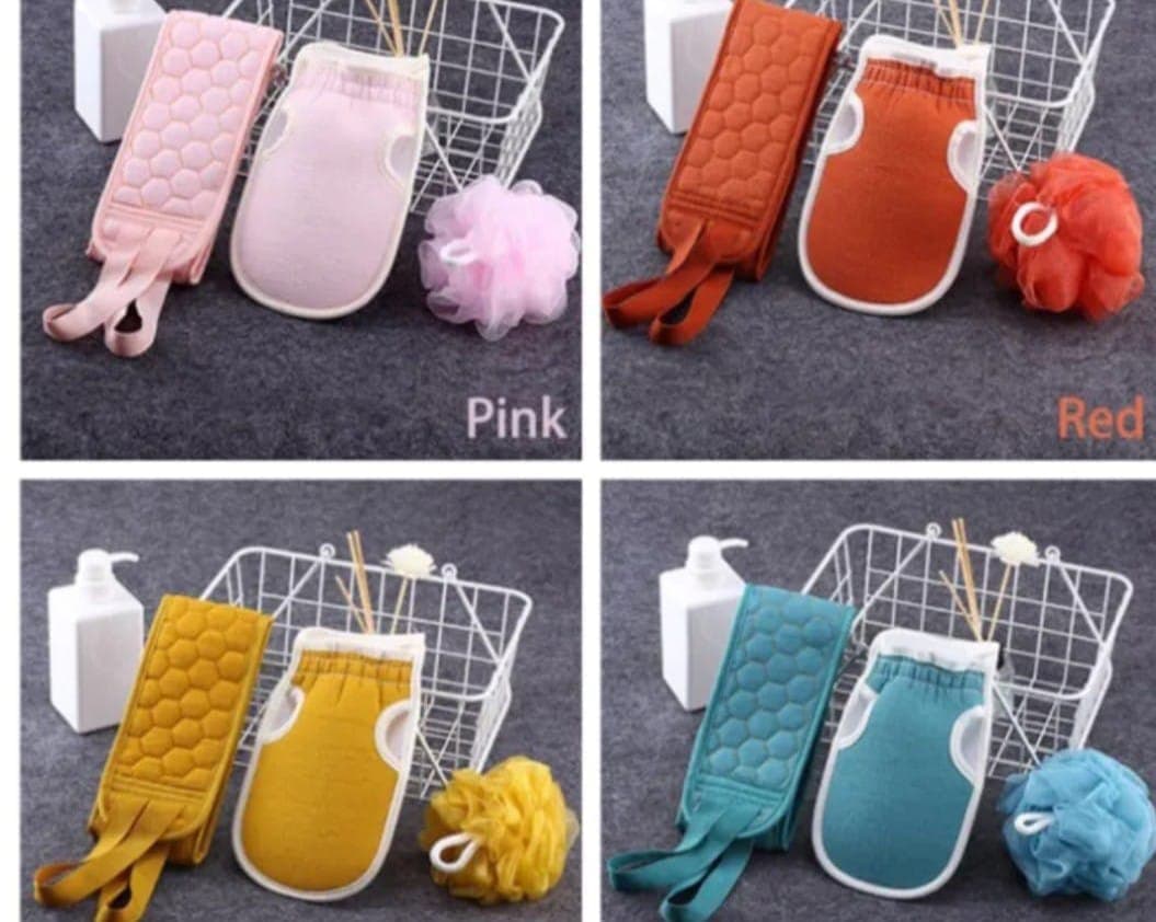 3Pcs/Set Bath Wash Set – Shower Glove Bath Ball Body Scrub Set Handle | Cleanse Deeply Bath Scrubbing Set for Women, Men, Boys, Girls 1