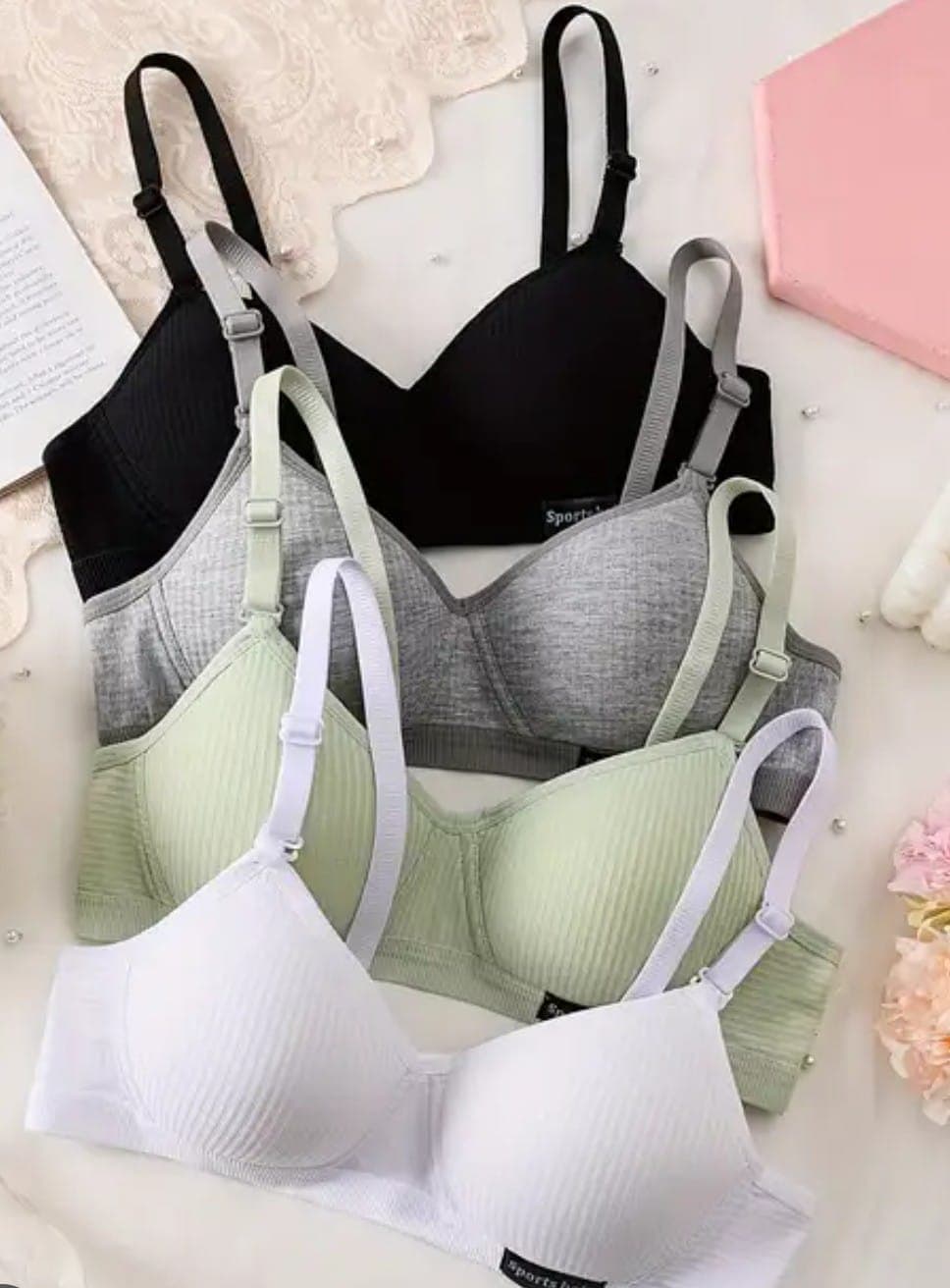 Women Cotton Push Up Bra AB Cup Bra Wireless Gathered Comfort V Brassiere Lingerie Bralette For Women Seamleass Bras 1