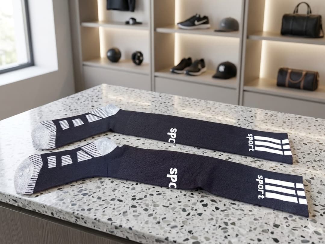 Men's Long Football Socks With White Stripes - Breathable Sports Knee High Stockings 2