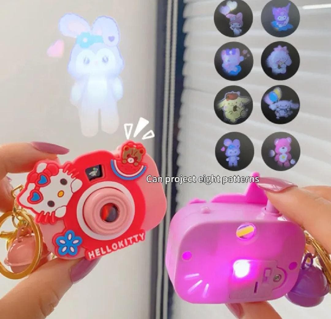 Mini Sanrio Kurome Projection Camera Cartoon Simulation Projector Car Key Chain Crane Machine Gift Batch 4