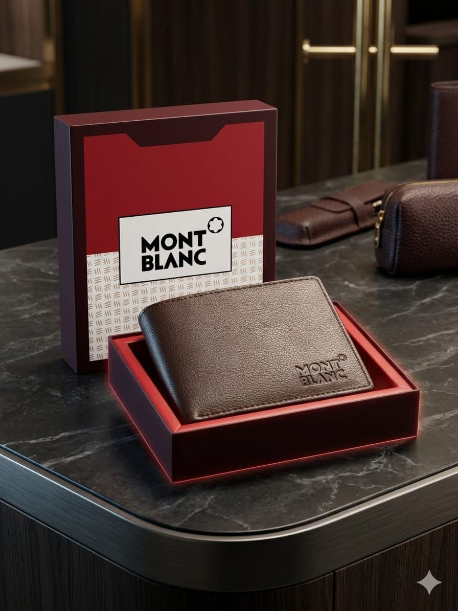 Black Mont Blanc Slim Genuine Leather Wallet For Men 1